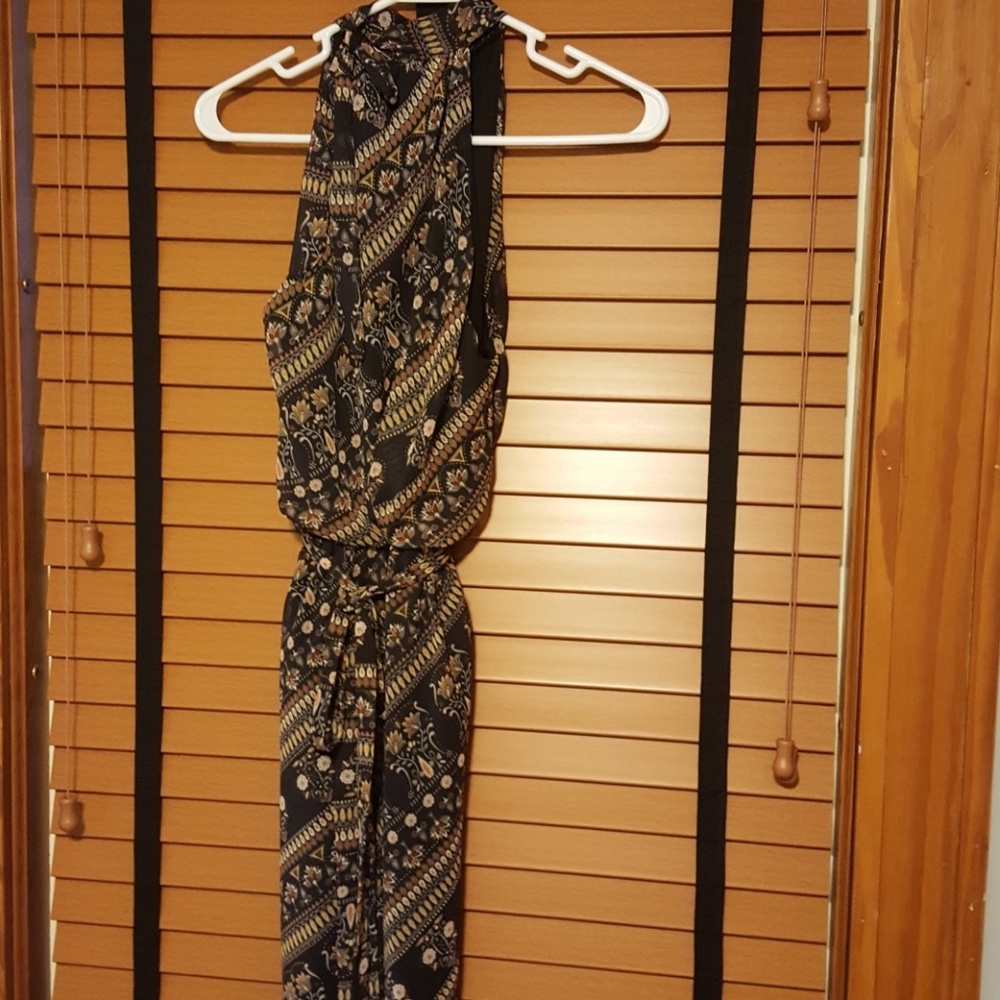 Tie neck halter dress